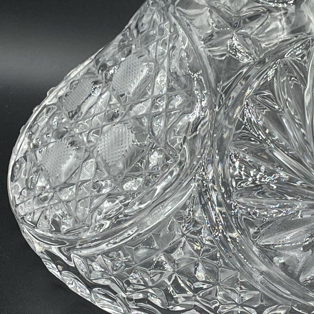 Vintage Etched Bohemian Crystal Decanter 12 Inch Glass With Stopper‎ - Picture 4 of 13